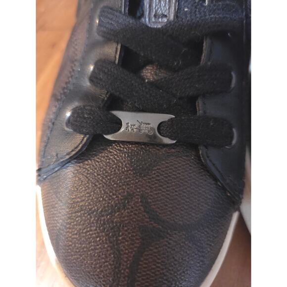 Coach Low Top Sneakers Womens Size 9 Espresso Brown Monogram Nice!!! - Picture 3 of 7